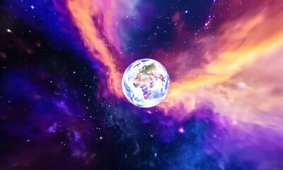 Wall Mural - View of Earth and Sun in Space