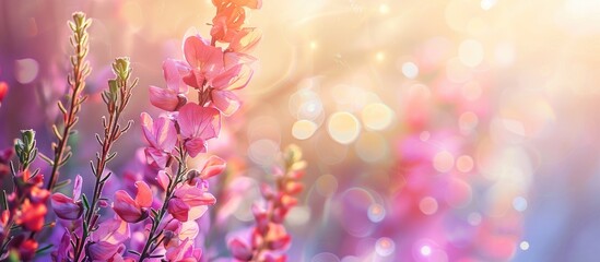 Aufkleber - Beautiful blooming clovenlip toadflax flowers on one side with copy space image