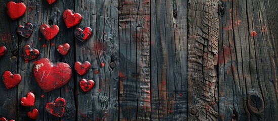 Poster - Valentine s day theme showcased on a wooden backdrop with ample copy space image available