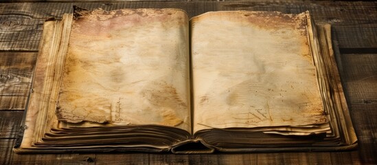 Poster - Vintage style book with aged pages suitable for adding text or images with copy space image