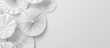 © Gular - Modern white banner with elegant round paper fans on the side perfect as a background for web design featuring an upscale minimal geometric style and space for an image. copy space available