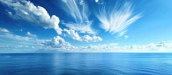 Aufkleber - Blue sky meets empty ocean a serene vista with vast copy space image