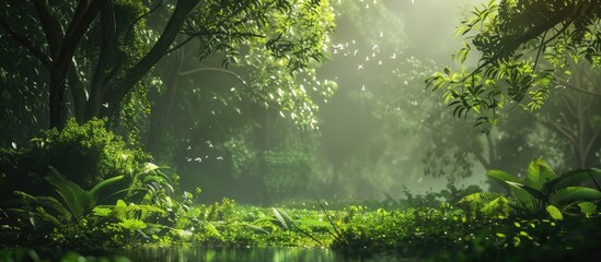 Aufkleber - A lush green natural scene serving as a backdrop for text or imagery. copy space available