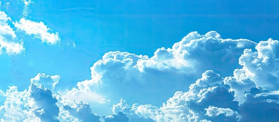Aufkleber - A vivid blue sky with dense white clouds providing a perfect backdrop for text or images with enough room on the side for copy space image