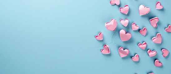 Aufkleber - Pink hearts adorning a blue backdrop providing copy space image