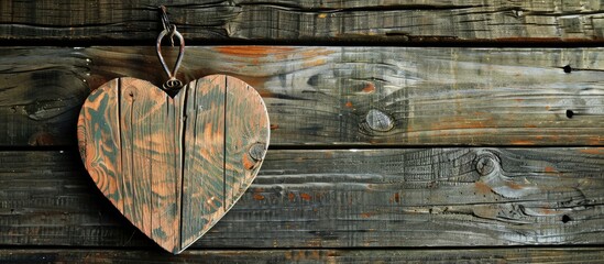 Aufkleber - Grunge wooden background with heart shaped note offers copy space image
