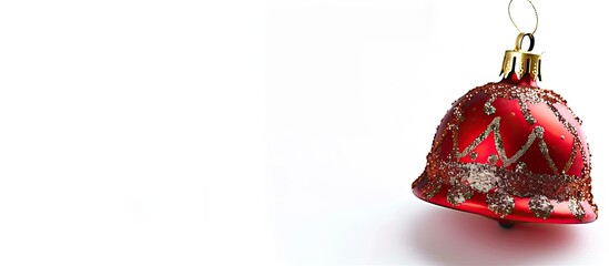 Poster - Festive Christmas bell with ornaments against a clean white backdrop for a charming copy space image