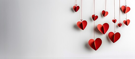 Leinwandbilder - Valentine s Day love concept with paper heart symbols on a white background ideal for copy space image