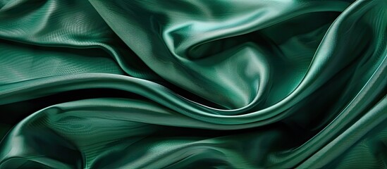 Fototapete - Luxurious silk in an elegant green hue can serve as an abstract background in a close up image with ample copy space