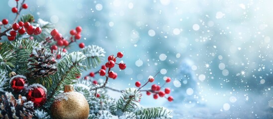 Canvas Print - Bright winter holiday composition for Christmas and New Year with a copy space image