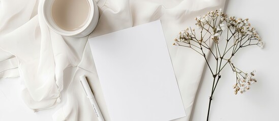 Poster - A plain white background with a blank sheet providing copy space image