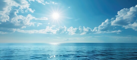 Poster - Serenely picturesque tropical sea under the clear blue sky with ample copy space image