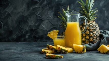 Fresh pineapple juice drink with fruit