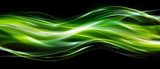 Aufkleber - Abstract colorful neon green colors and gradients waves texture background panorama banner for web design backdrop wallpaper illustration, isolated on black background