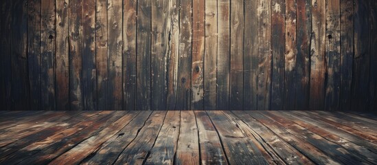 Poster - Vintage wooden backdrop with copy space image