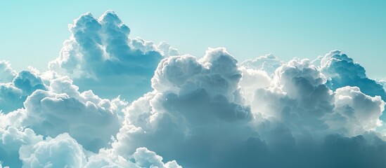 Fototapete - Daylight illuminates fluffy clouds against a blue sky backdrop creating a serene copy space image