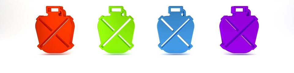 Sticker - Colorful Canteen water bottle icon isolated on white background. Tourist flask icon. Jar of water use in the campaign. Minimalism concept. 3D render illustration