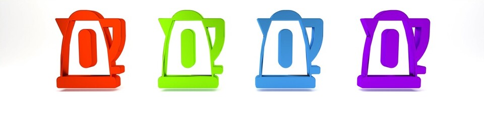 Colorful Electric kettle icon isolated on white background. Teapot icon. Minimalism concept. 3D render illustration