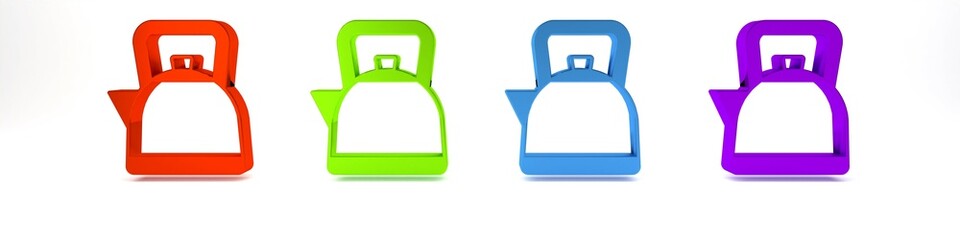 Sticker - Colorful Kettle with handle icon isolated on white background. Teapot icon. Minimalism concept. 3D render illustration