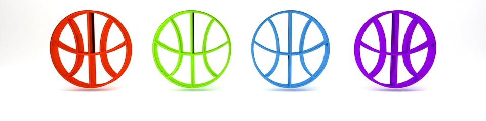 Canvas Print - Colorful Basketball ball icon isolated on white background. Sport symbol. Minimalism concept. 3D render illustration