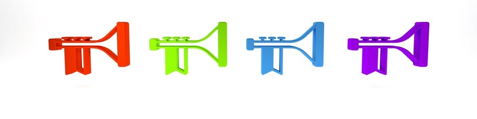 Wall Mural - Colorful Trumpet icon isolated on white background. Musical instrument. Minimalism concept. 3D render illustration