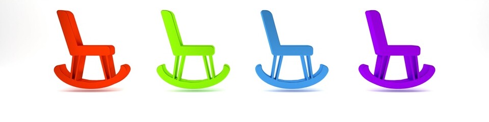 Poster - Colorful Armchair icon isolated on white background. Minimalism concept. 3D render illustration