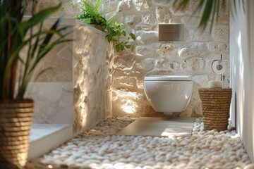 Wall Mural - toilet bowl in luxury interior. ai generated