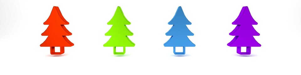 Sticker - Colorful Tree icon isolated on white background. Forest symbol. Minimalism concept. 3D render illustration