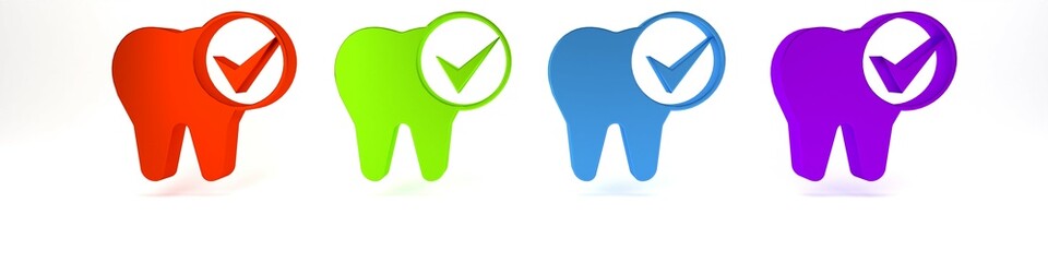 Sticker - Colorful Tooth icon isolated on white background. Tooth symbol for dentistry clinic or dentist medical center and toothpaste package. Minimalism concept. 3D render illustration