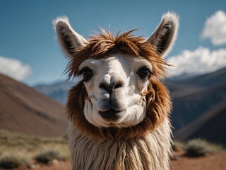 Wall Mural - Detailed Close-Up of a Llama in the Ande