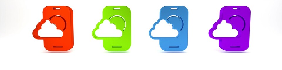 Sticker - Colorful Weather forecast app icon isolated on white background. Minimalism concept. 3D render illustration