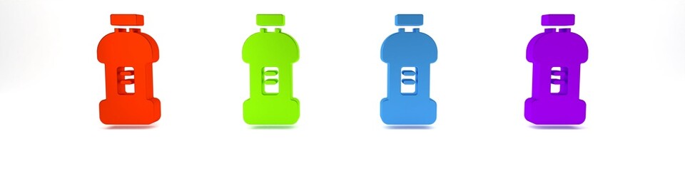 Canvas Print - Colorful Plastic bottle for laundry detergent, bleach, dishwashing liquid or another cleaning agent icon isolated on white background. Minimalism concept. 3D render illustration