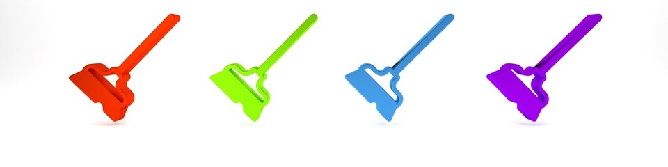 Poster - Colorful Mop icon isolated on white background. Cleaning service concept. Minimalism concept. 3D render illustration