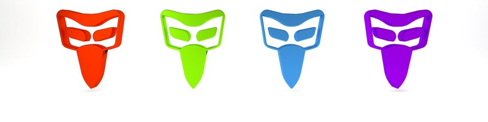 Sticker - Colorful Carnival mask icon isolated on white background. Masquerade party mask. Minimalism concept. 3D render illustration