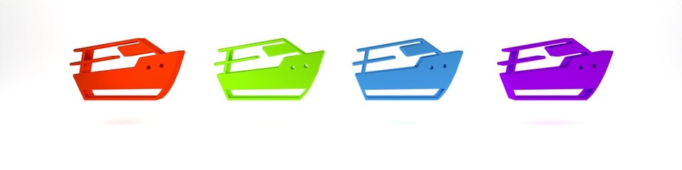 Sticker - Colorful Speedboat icon isolated on white background. Minimalism concept. 3D render illustration