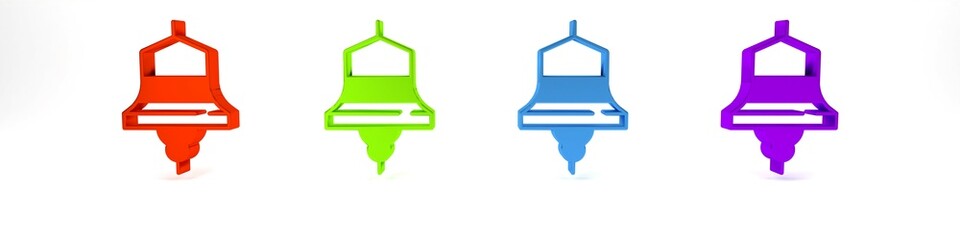 Canvas Print - Colorful Ship bell icon isolated on white background. Minimalism concept. 3D render illustration