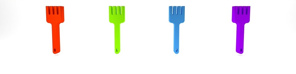 Poster - Colorful Fork icon isolated on white background. Cutlery symbol. Minimalism concept. 3D render illustration