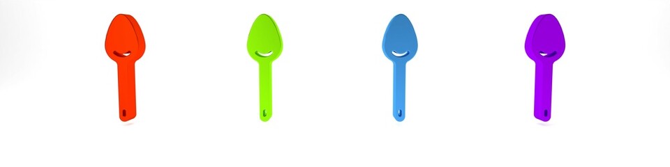 Sticker - Colorful Spoon icon isolated on white background. Cooking utensil. Cutlery sign. Minimalism concept. 3D render illustration