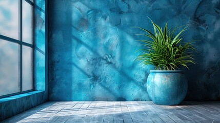 Wall Mural - Blue Room with a Plant