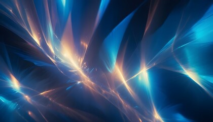 Wall Mural - Bright, futuristic colorful bursts of abstract light against a dark blue background