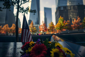 Poster - Patriot day USA, national date of service and remembrance 9 11 concept. 