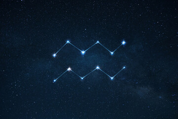 Wall Mural - zodiac sign aquarius on the starry sky with stars. astrology, concept
