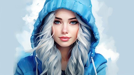 Poster - beautiful girl in blue jacket 