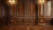 © john - Classic premium luxury wood paneling wall background or texture. Highly crafted traditional wood paneling wall and floor, with a frame and column pattern