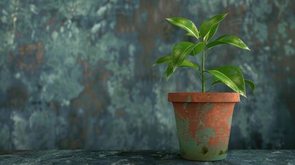 Sticker - Lone green plant in clay pot