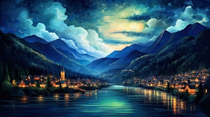 Wall Mural - lake bled country