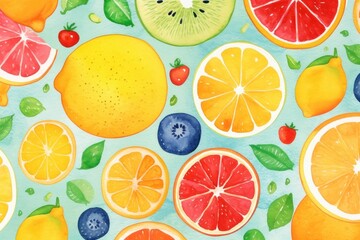 Sticker - Fruits pattern background backgrounds grapefruit lemon.