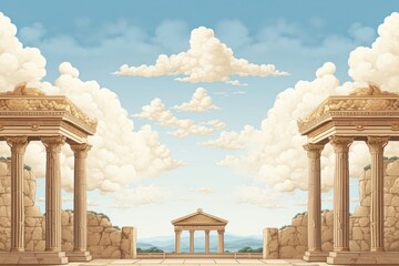 Poster - Ancient greek style background architecture building outdoors.