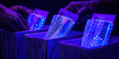 The Power of the Ballot: A close-up of a voter's hands carefully marking their paper ballot at a booth