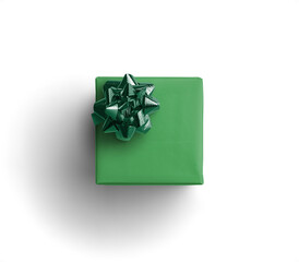 Wall Mural - Elegant Green Gift Box with Green Ribbon